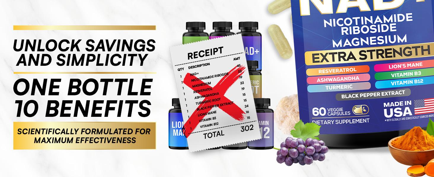 Parrox NAD+ Supplement - NMN Alternative | NR | Magnesium | Resveratrol Complex | Anti-Aging Support Healthcare | Vitamin Dietary Supplement - Made in USA - 60 Capsules