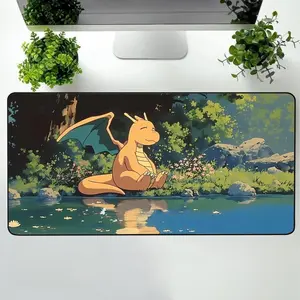 Dragonite Pkm Anime Desk Mat, Cute Dragonite Mouse Pad, Keyboard Mat, Cute Kawaii Pkm Desk Mat For Office, Gift For Gamer