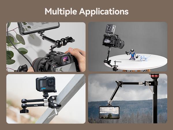 SmallRig Clamp with 1/4" and 3/8" Thread and 9.8 Inches Adjustable Friction Power Articulating Magic Arm Friction Arm with 1/4" Thread Screw for LCD Monitor/LED Lights KBUM2732B Camera Smartphone Stabilizer Photography