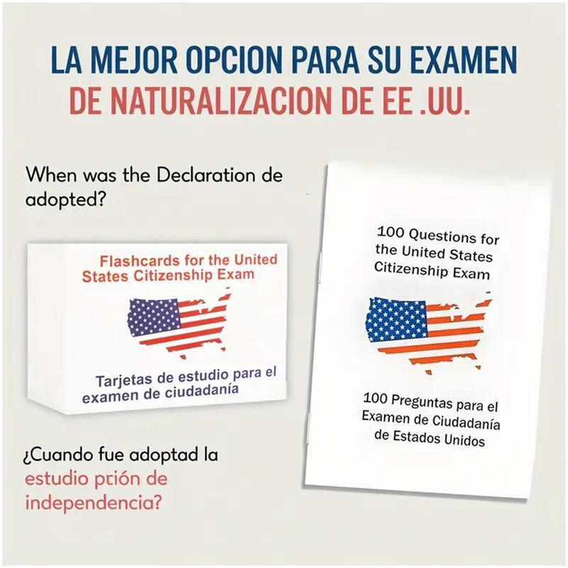 US Citizenship Flash Cards 2026-128 USCIS Civics Questions & Answers, Civics Test Flash Cards Bilingual Booklet Combo Set - Tarjetas de ciudadania 2026...