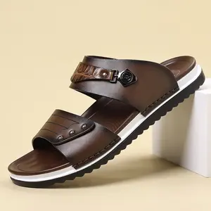 Men’s Double-Strap Buckle Slide Sandals for Summer Outdoor Wear — Versatile Casual Beach Slides fathersdaygift
