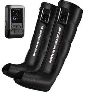 Cordless Air Compression Leg Massager Rechargeable Full-Leg Wrap with 3-Zone Sequential Modes 5 Adjustable Intensities for Relaxing Therapy