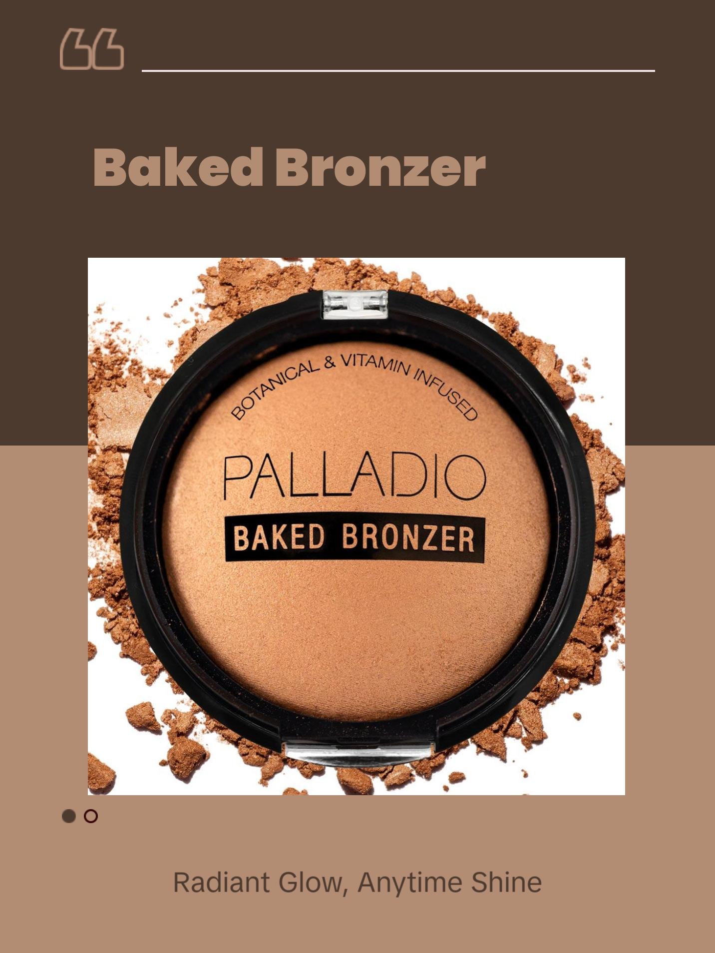 Palladio Baked Bronzer, Highly Pigmented and Easy to Blend, Shimmery Bronzed Glow, Use Dry or Wet, Lasts all day long, Provides Rich Tanning Color Finish, Powder Compact Palladio Baked Bronzer, Highly Pigmented and Easy to Blend, Shimmery Bronzed Glow, Use Dry or Wet, Lasts all day long, Provides Rich Tanning Color Finish, Powder Compact