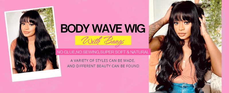 [NEW IN]Tahikie 2x4 Loose Body Front Lace Human Hair Wigs With Bangs 180% Density Frontal Wigs With Drawstring One-Step Closure Wear and Go Glueless Wigs 100% Brazilian Virgin Human Hair Wigs for Women #TikTokShopHolidayHau