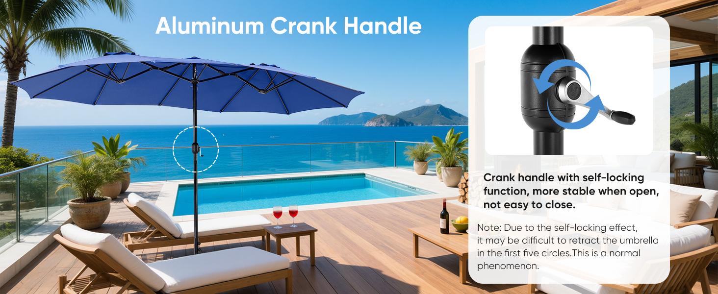 15ft Large Patio Umbrella with Base Included, Rectangle Table Umbrella Outdoor Patio, Outside Umbrellas for Deck, Market, Backyard