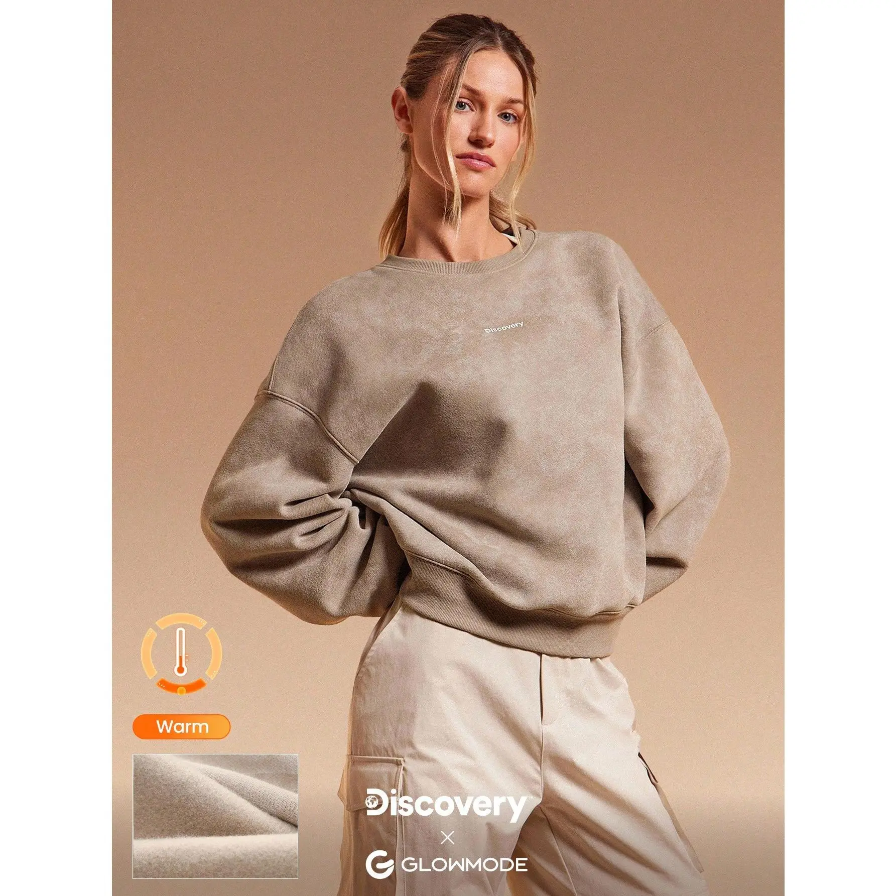GLOWMODE X Discovery Everyday Fleece Cozy Soft Lightweight Warm Tie-Dye Loose-Fit Pullover Sweatshirt Autumn Winter Outdoor Hiking Jogging Daily Active Wear
