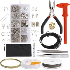 935 Pcs Jewelry Making & Tool Kit with Pliers,Tweezers,Rulers,Beading Wires & 10-Style Findings,DIY Crafting Supplies for Necklace,Earring Making,Valentine's Day Gifts,Hand Tools Kits