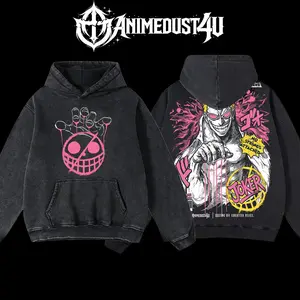 AnimeDust4U Retro Vintage Donquixote Doflamingo One Piece Hoodie 100% Premium Cotton Oversized Fit Pre-Washed Classic Top American Made Hoodie