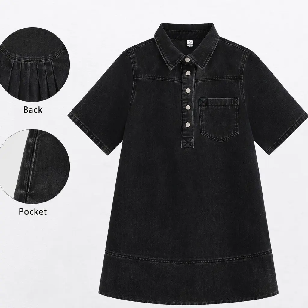 Black button short-sleeved style