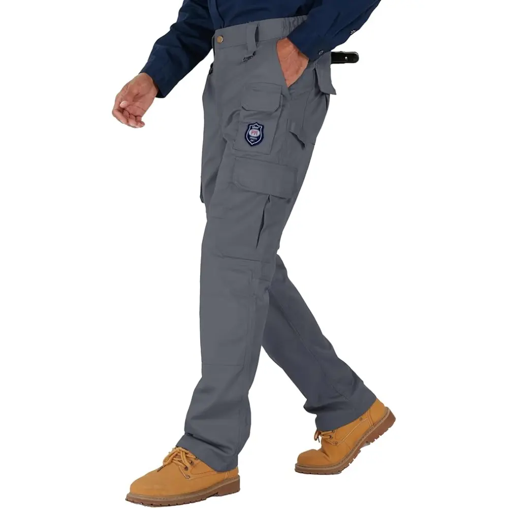 FR Pants for Men Flame Resistant Cargo Pants 7.5 oz FRC Pants Elastic Waist Fire Retardant Work Pants with 7 Pockets