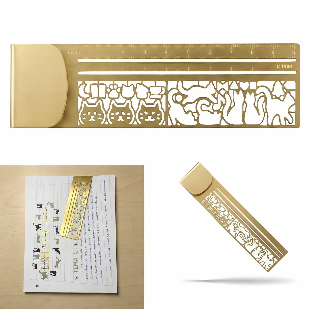 Cute Hollow Cat Metal Bookmark Ruler, 2-in-1 10cm Measuring Ruler, Portable Cartoon Bookmark for Journaling, Planners, Notebooks, School & Office Supplies,backtoschool