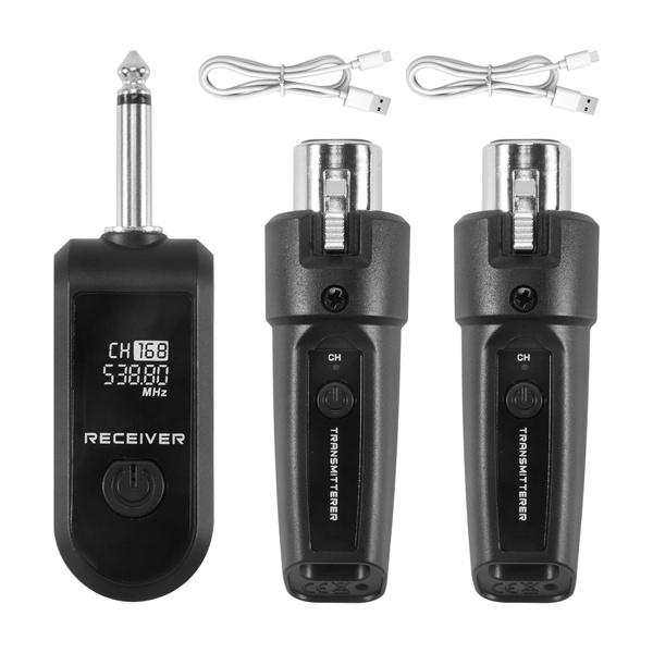 ABS Wireless Microphone System with 48V Phantom Power Wired to Wireless Handheld Dynamic Instrument Mic for Professional Audio