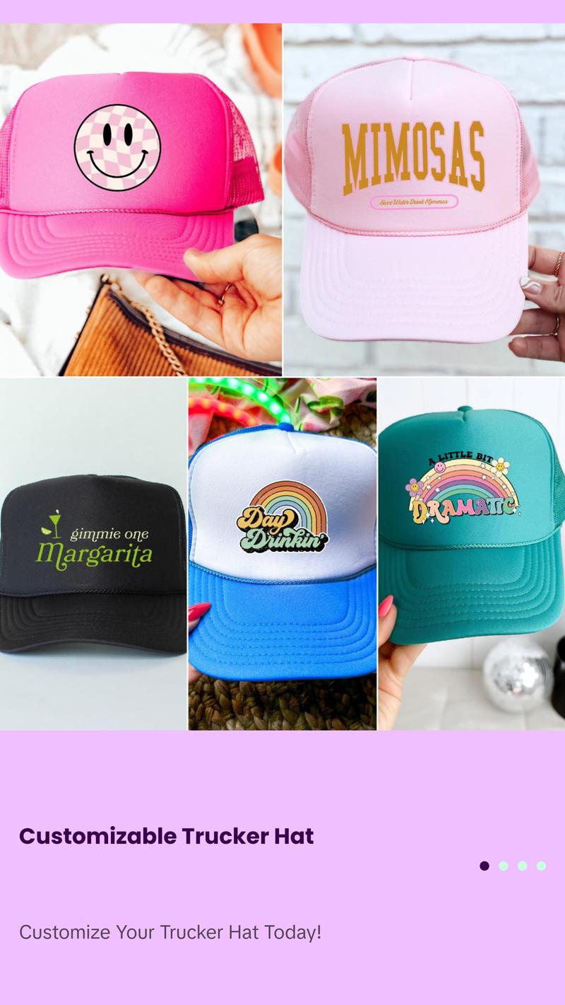 DESIGN YOUR OWN TRUCKER HAT- PICK 1 HAT & A DESIGN