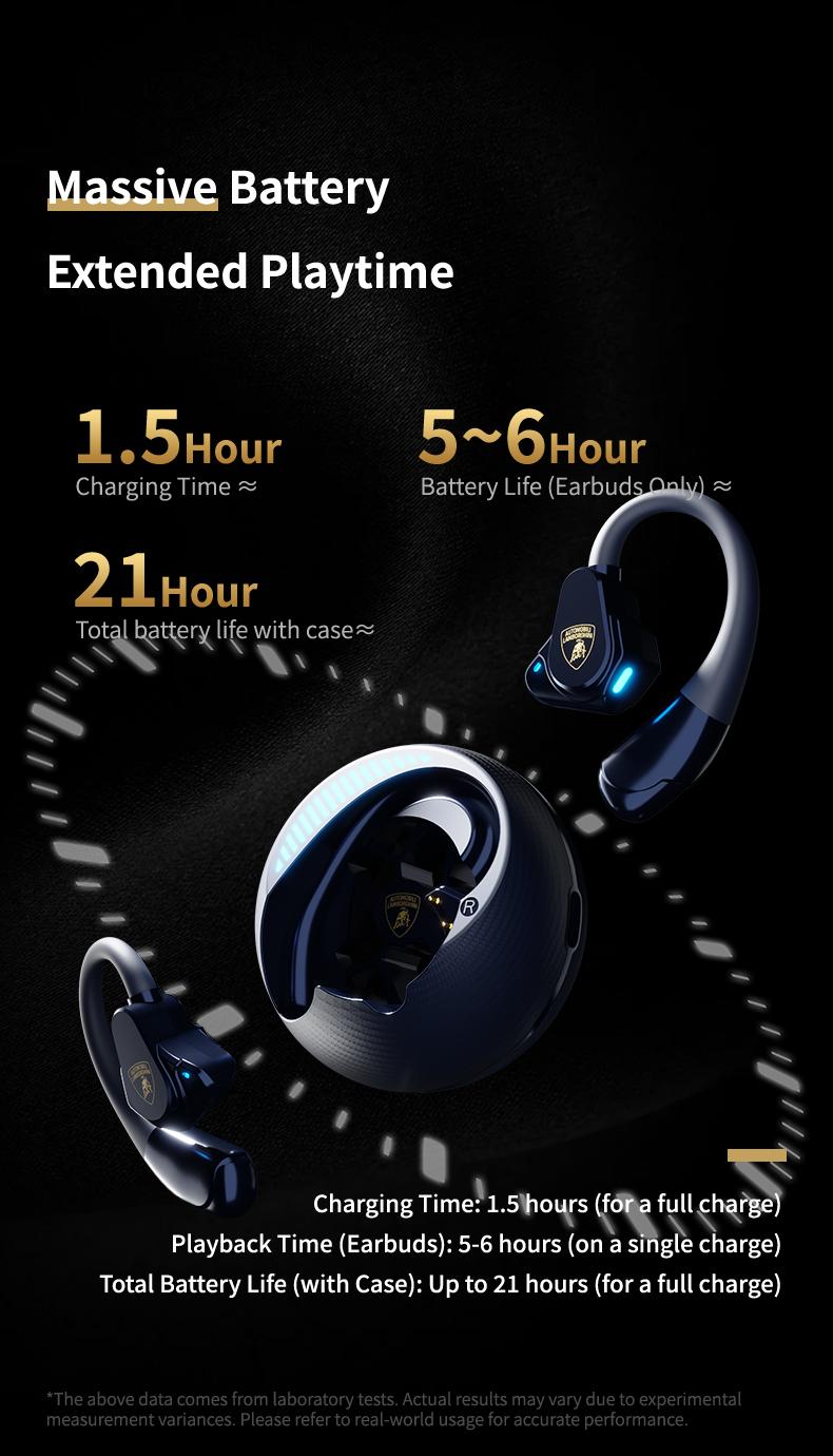 Lamborghini Official Wireless Earbuds | Sport Ear Hook Audifonos Bluetooth 6.0 Headphones | Deep Bass, Low Power Use | Comfortable for Running, Gym & Daily Calls Earphones, Electronic Audio Headset tiktokshopcreatorpicks Gifts