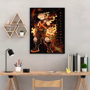 Katsuki Bakugo Fiery Poster – My Hero Academia Wall Art, Anime Home Decor, Manga Fan Gift_Poster