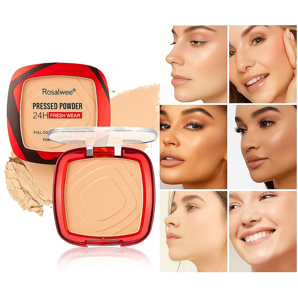Lightweight Breathable Natural Concealer Matte Long-Lasting Setting Powder Compact Waterproof Non-Cakey Makeup Pressed Powder Foundation Facial Powder