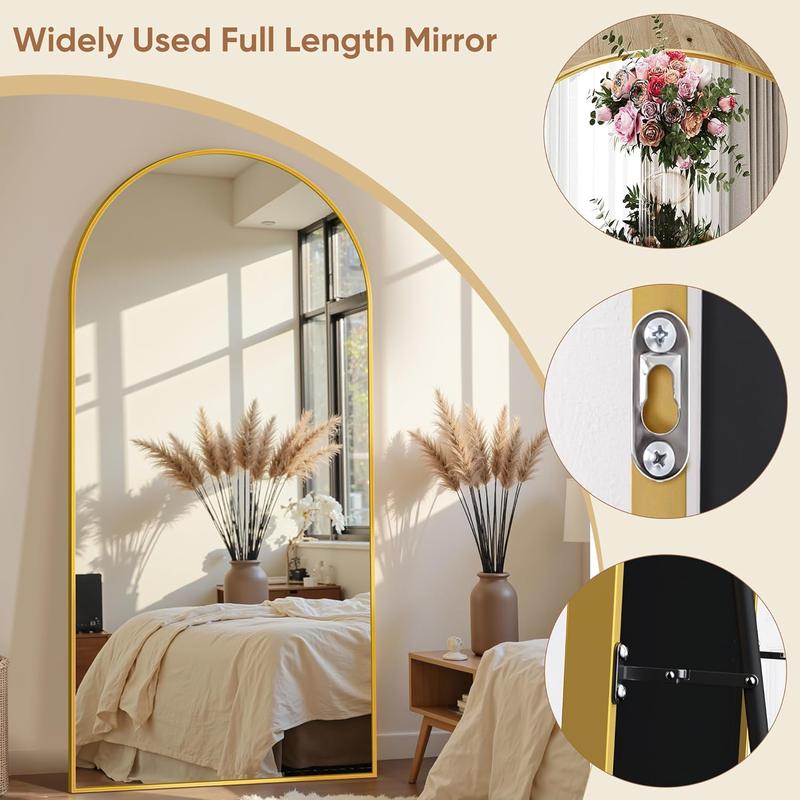 Extra Large Arched Floor Mirror | 68x26 Inch Full Body Mirror with Stand, Wall Mountable for Luxury Bedroom & Living Room Extra Large Arched Floor Mirror | 68x26 Inch Full Body Mirror with Stand, Wall Mountable for Luxury Bedroom & Living Room