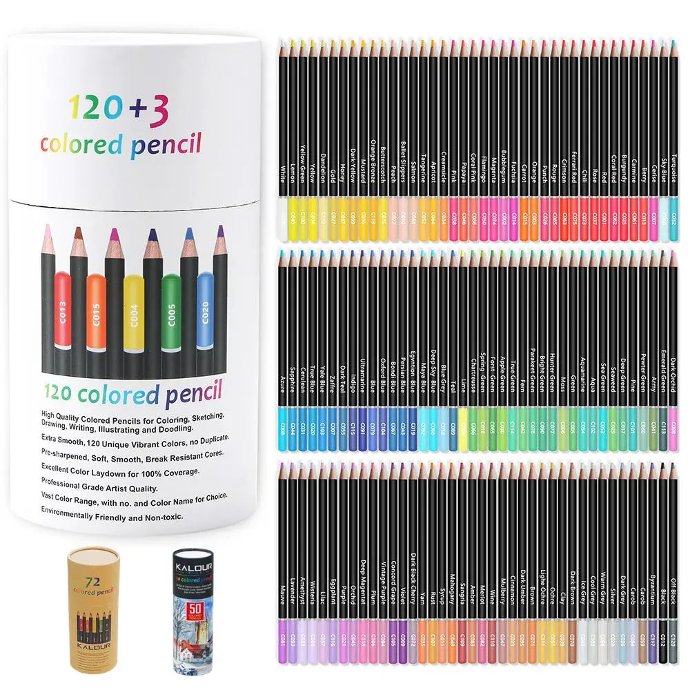 Colored Pencil Set, 50 / 72 / 120 Pieces Soft Core Artistic Colored Pencils for Drawing Blending Shading, Art Supplies for Adults and Beginners