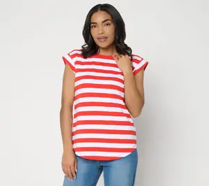 AnyBody Cozy Knit Jersey Striped Muscle Tee
