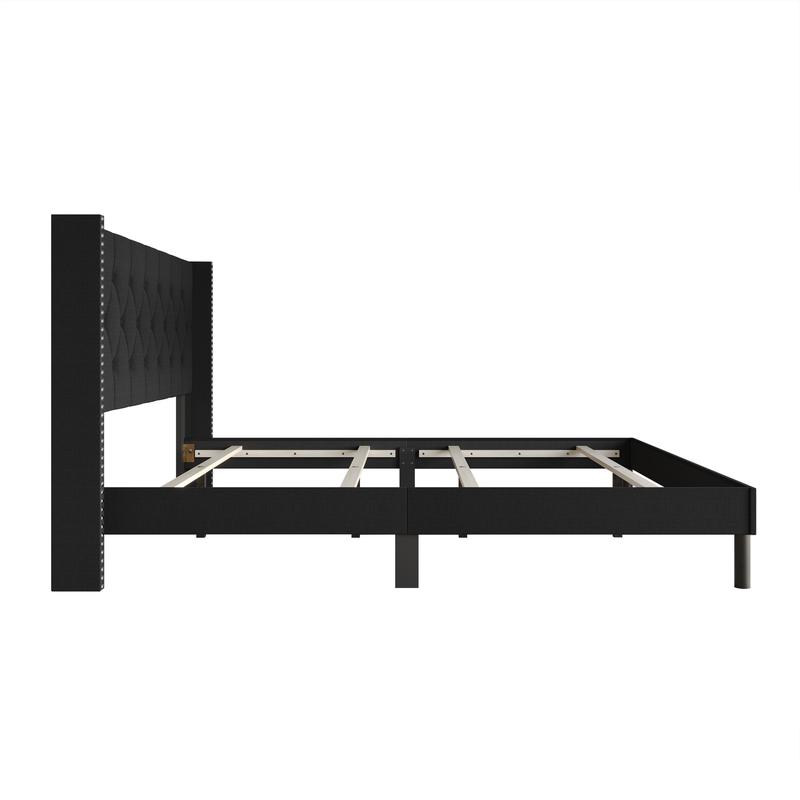Favorer Cicero Tufted Upholstered Wingback Panel Bed, Box Spring Require, Comfortable and Stylish Design King Size Four Sturdy Legs