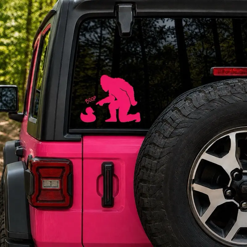 Jeep Duck Boop Decal, Sasquatch Booping Rubber Duck Vinyl Sticker, Funny Duck Duck Jeep Decal, Bigfoot Off Road Jeep Accessory, Car Window