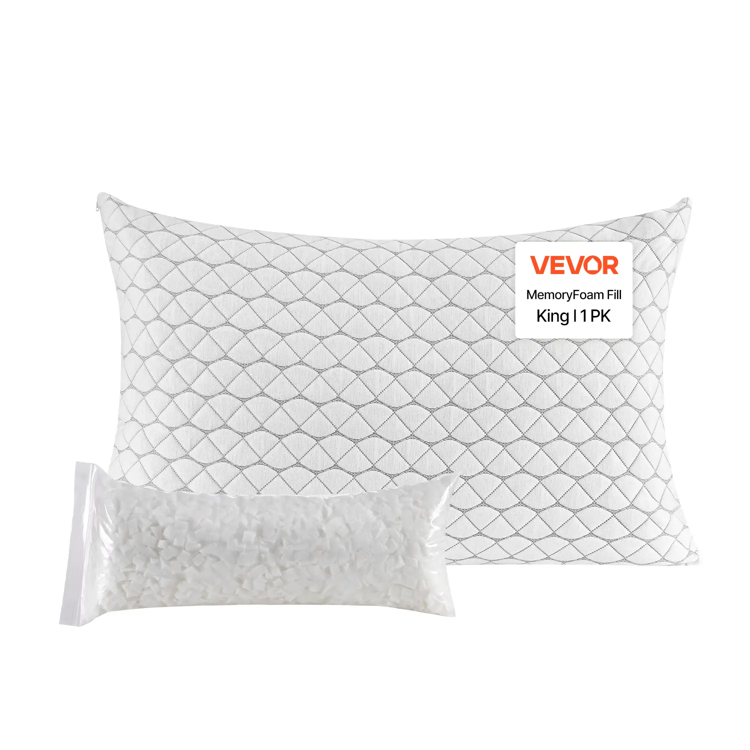 【Summerfinds】VEVOR King Size Luxury Hotel Memory Foam Pillow - Durable Ergonomic Fill, Adjustable Neck Support, Natural Fibers Pillowcase, Breathable Bedding for Back/Side Sleepers, Machine Washable, Adjustable Fill