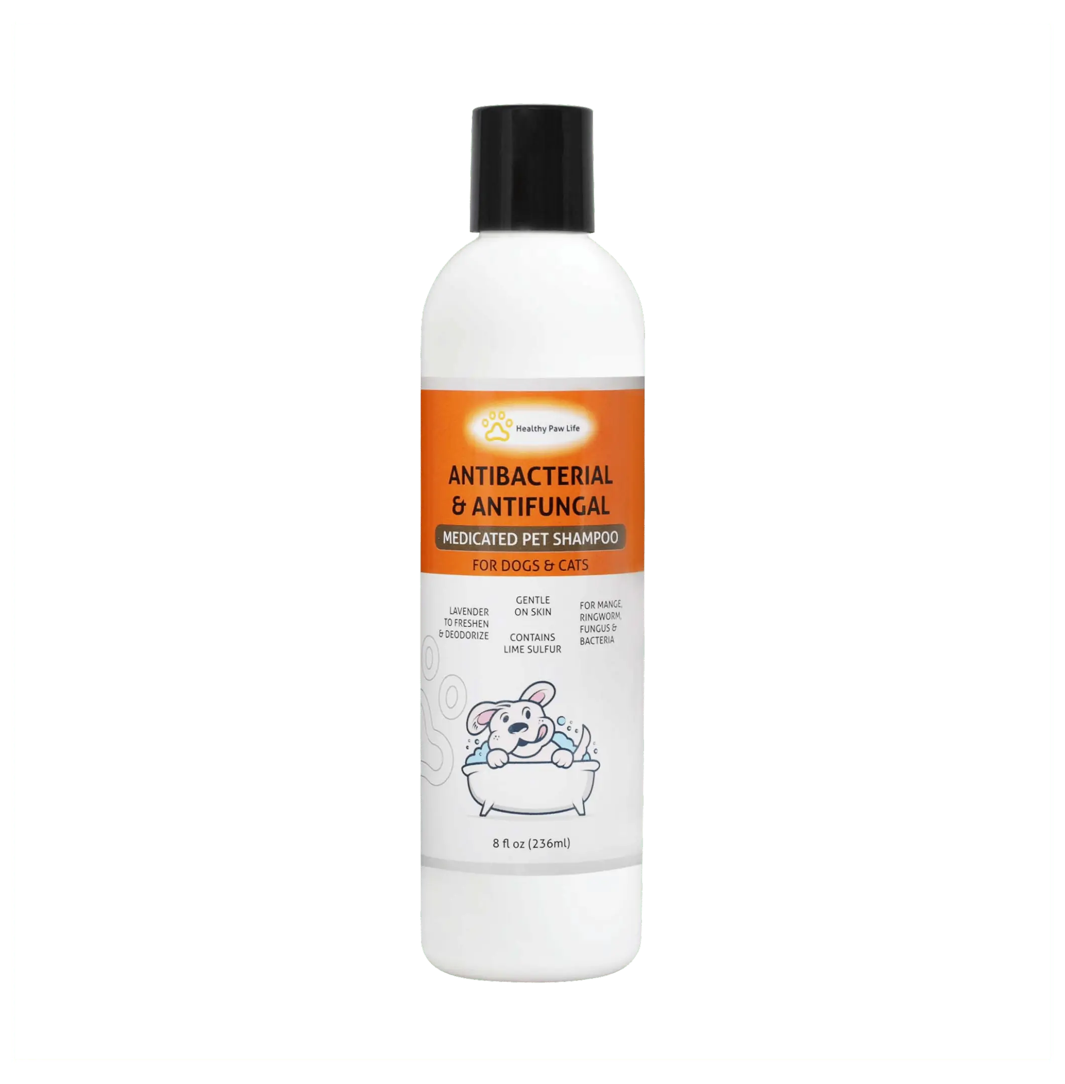 Lime Sulfur Medicated Pet Shampoo for Dogs & Cats, 8 oz - Oatmeal Base, Itch Relief, Skin Healing for Dry Sensitive Skin, Gentle Wash for Ringworm & Mange Fungus, Puppy & Kitten Safe