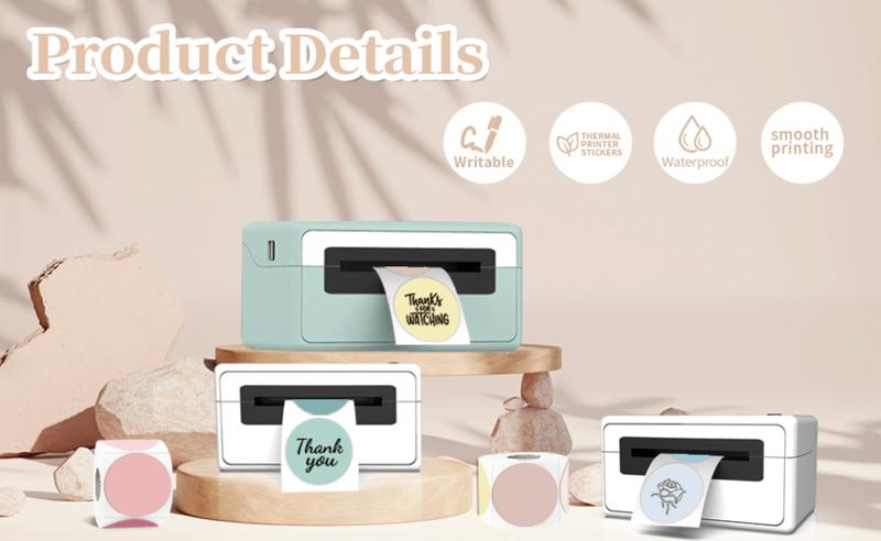 STARBOLING 2 inch Round Thermal Label,Pink Circle Thermal Sticker Labels for Business and Home,Direct Thermal Printer Label for DIY Logo Design,Thanks Card,300 Labels/1 Roll