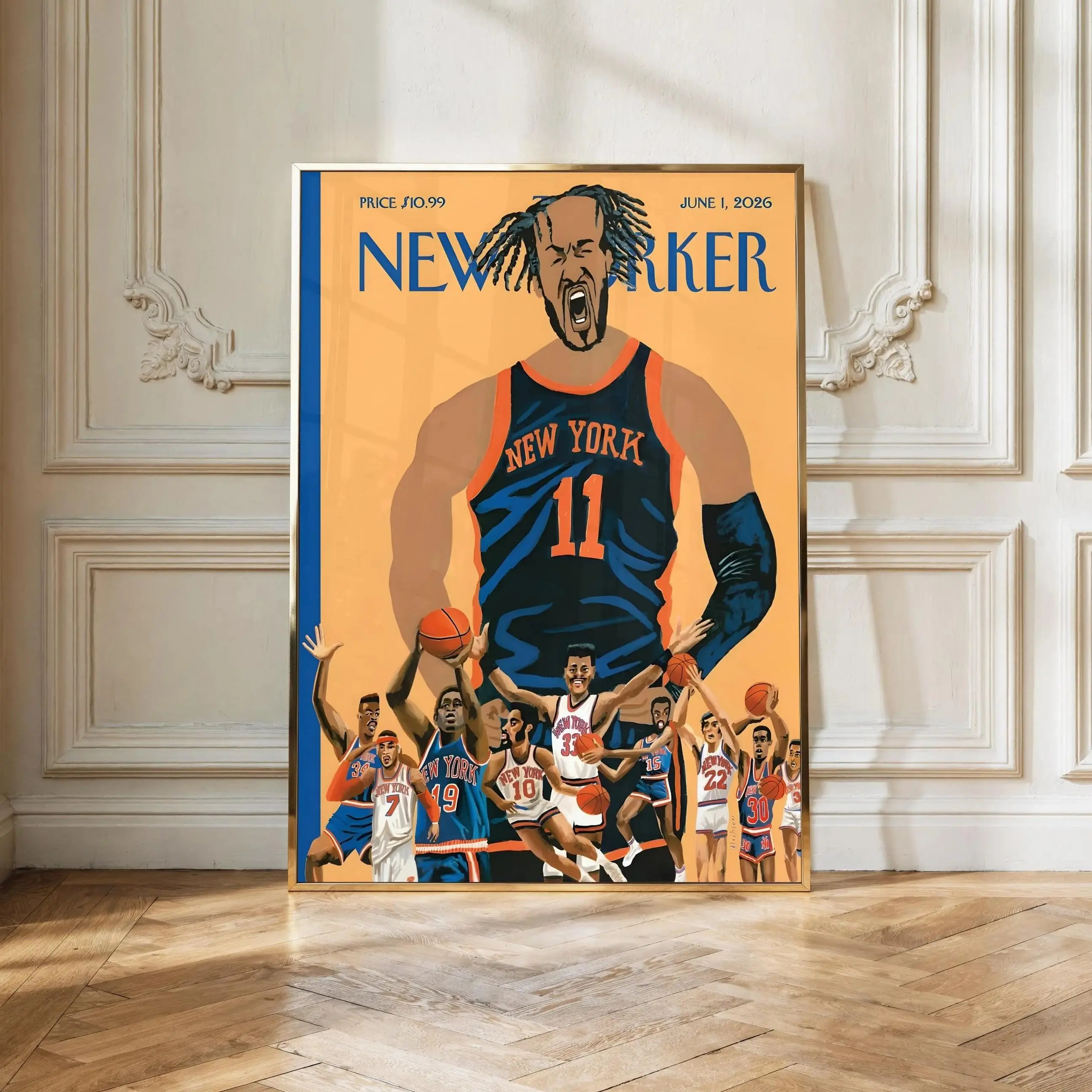 The New Yorker Jalen Brunson Art Print, NYC Knicks Basketball Poster, New York Sports Wall Decor, Basketball Fan Bedroom Art, Vintage Magazine Style Physical Print