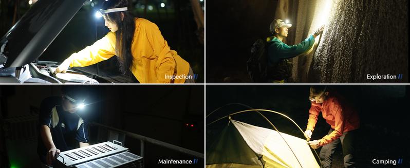 WUBEN H4 Rechargeable Headlamp with Gesture Control, 800 Lumens Dual LED Spot/Flood, IP68 Waterproof, Red Safety Light, 90° Adjustable, Dual-Power (Rechargeable & AAA), Ultra-Light 80g for Camping, Work, Outdoor Sports, Outdoorfun