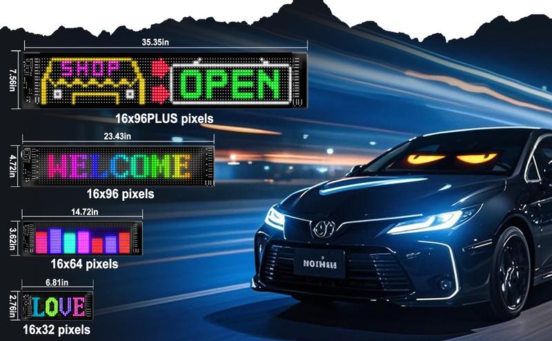 DIBMS 2PCS Bluetooth Controlled LED Devil Eyes Sign,Flex LED Display for Car, LED Sign for Car,Suitable for Windows of Cars and Small to Medium-Sized Trucks.Wireless Bluetooth LED Matrix Sign