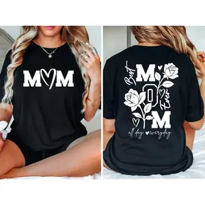 Double Sided Print Oversized Cotton Mom T Shirt Perfect for Mother S Day and Road Trips