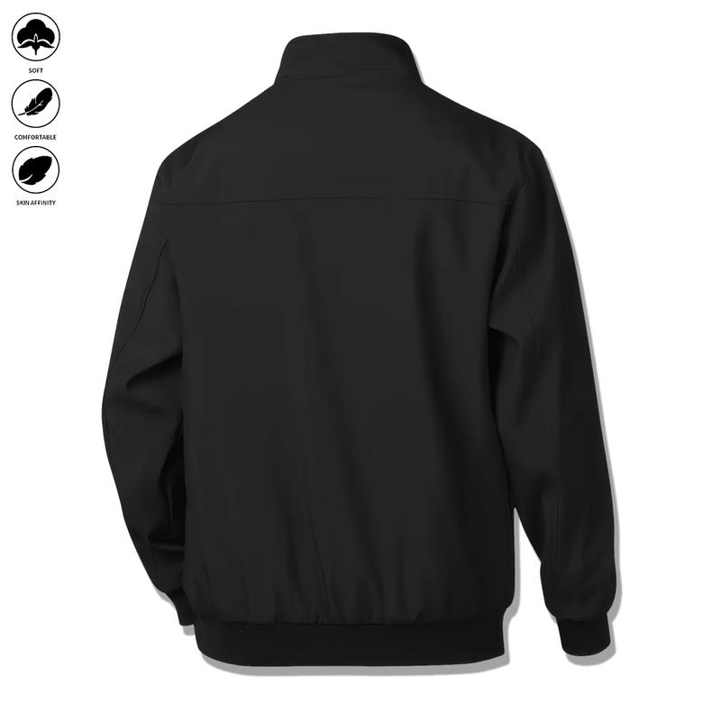 Men's Casual Stand Collar Jacket - Zippered Autumn Winter Coat with Pocket Design, Regular Fit, Sleek Appearance, Modern Men's Wear, Fine Tailoring, Autumn Outerwear, Winter Apparel