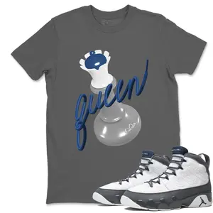 Unisex T-shirt To Match Sneakers  Jordan 9 Flint Grey "French Blue" - 3D Queen. 100% Cotton for Casual Wear. Comfortable Summer Unisex T-Shirt to match Jordan Sneaker. Streetwear Style. urban outfitters