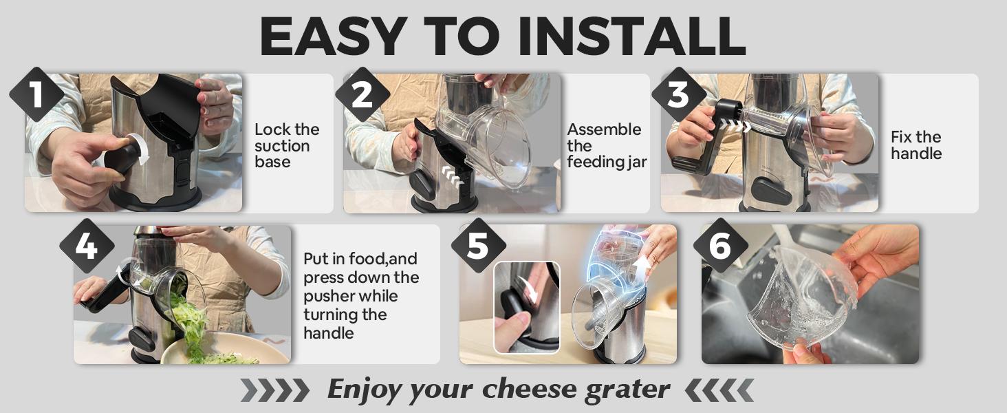 Upgraded Version Joined Rotary Cheese Grater with Handle Vegetable Cheese Shredder Slicer Grater for Kitchen 3 Changeable Blades for Cheese Potato Zucchini Nuts Chocolate Utensils Rotary Hand Upgraded Version Joined Rotary Cheese Grater with Handle Vegetable Cheese Shredder Slicer Grater for Kitchen 3 Changeable Blades for Cheese Potato Zucchini Nuts Chocolate Utensils Rotary Hand