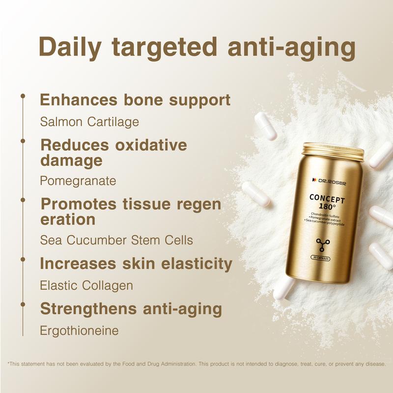 DR.ROSER 30 Capsules NAD+ Booster Anti-Aging Supplement with Urolithin A Elastic Collagen Sea Cucumber Stem Cells for Women & Men Edible Healthcare Colagen peptide Dietary Fitness  collagen#collagen peptide #supplements for women