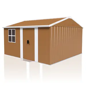 12x10 FT Galvanized Metal Storage Shed with Windows and Ventilation, Heavy Duty Outdoor Garden Shed with Lockable Door, Weather-Resistant Tool Shed for Backyard, Lawn, Patio, Garden Tool Organization