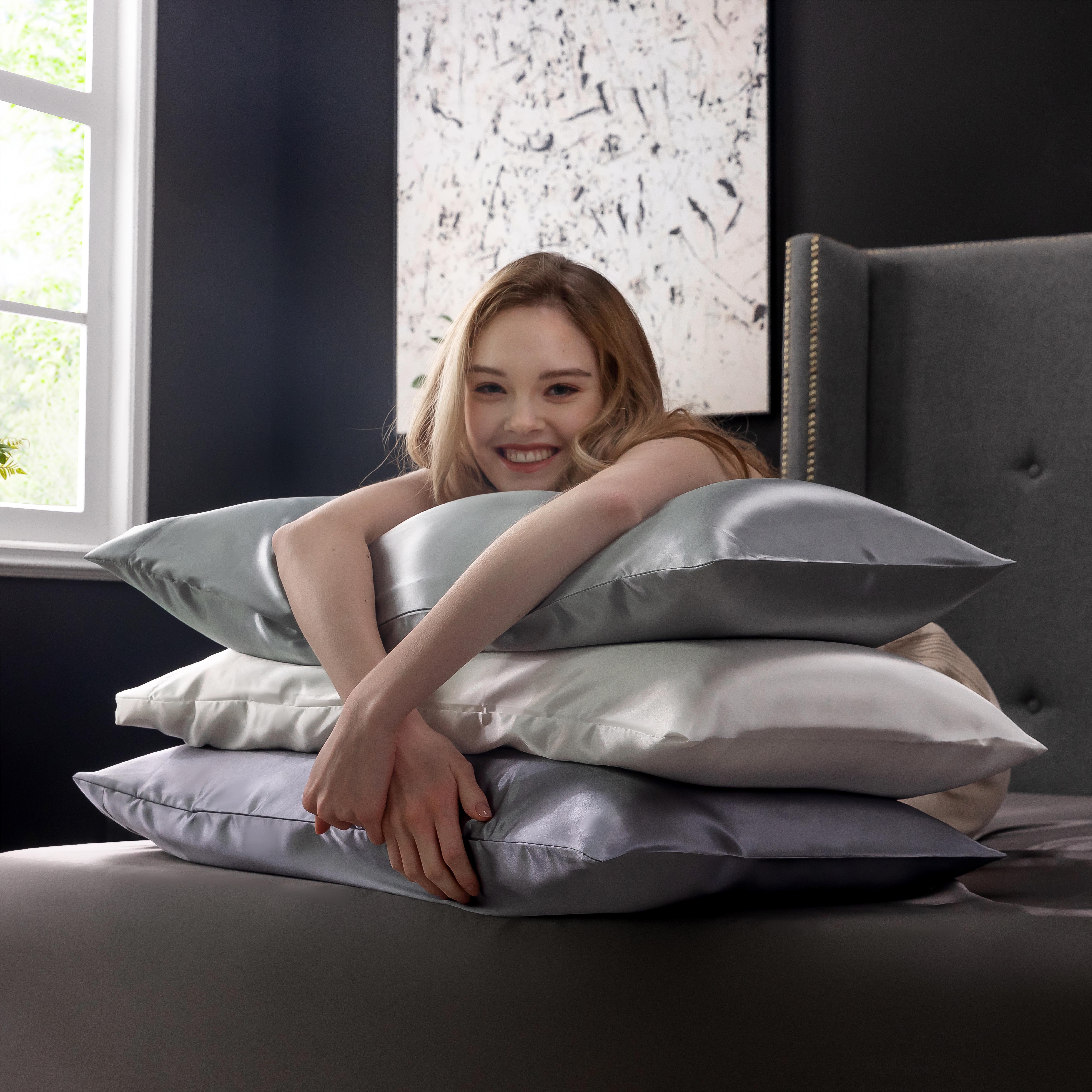 Queen Pillowcase Set of 2 with Envelope Closure Silky Soft Satin Fabric for Restful Sleep Multiple Colors Easy Care Soft Breathable Sheet