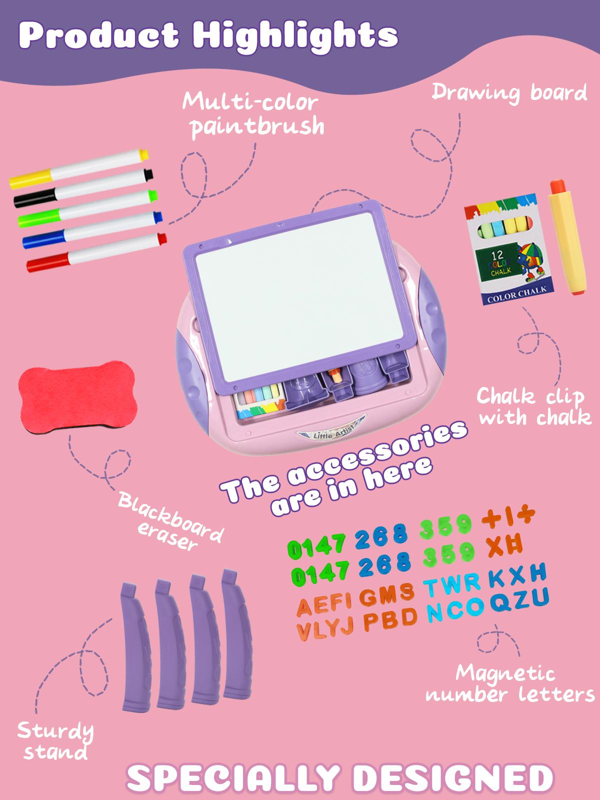 Egofuntoy Small Erasable Drawing Board Easel with Letters & Numbers for Kids Ages 1-2 Double-Sided Whiteboard for Watercolor & Math Learning Creative Gift Toys Children's Art Set Multifunctional