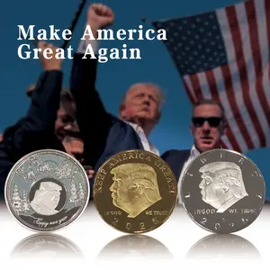 3PCS Trump 47th Three Collectible Coins, Patriotic Design, Trump Memorial Coin Collector Christmas Holiday Gift with Protective Box（Non-circulating currency）