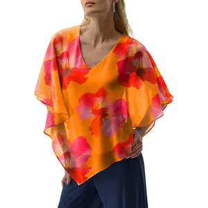 Dokotoo Women's 2026 Summer Elegant Casual Fashion Loose Knit Floral Print Poncho Top