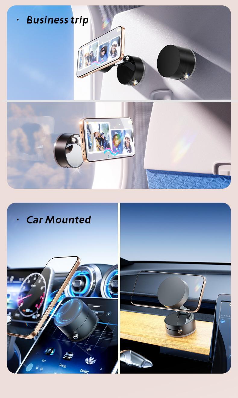 Multi-functional vacuum strong magnetic cell phone holder, 360 ° rotation, suitable for all kinds of cell phones, with magnetic holder, foldable, convenient for multi-scene application