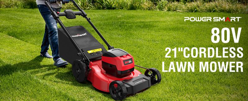 PowerSmart (PS76821) 80V MAX 21" Cordless Lawn Mower, 3-in-1 Brushless Electric Lawn Mower  ,Springtok
