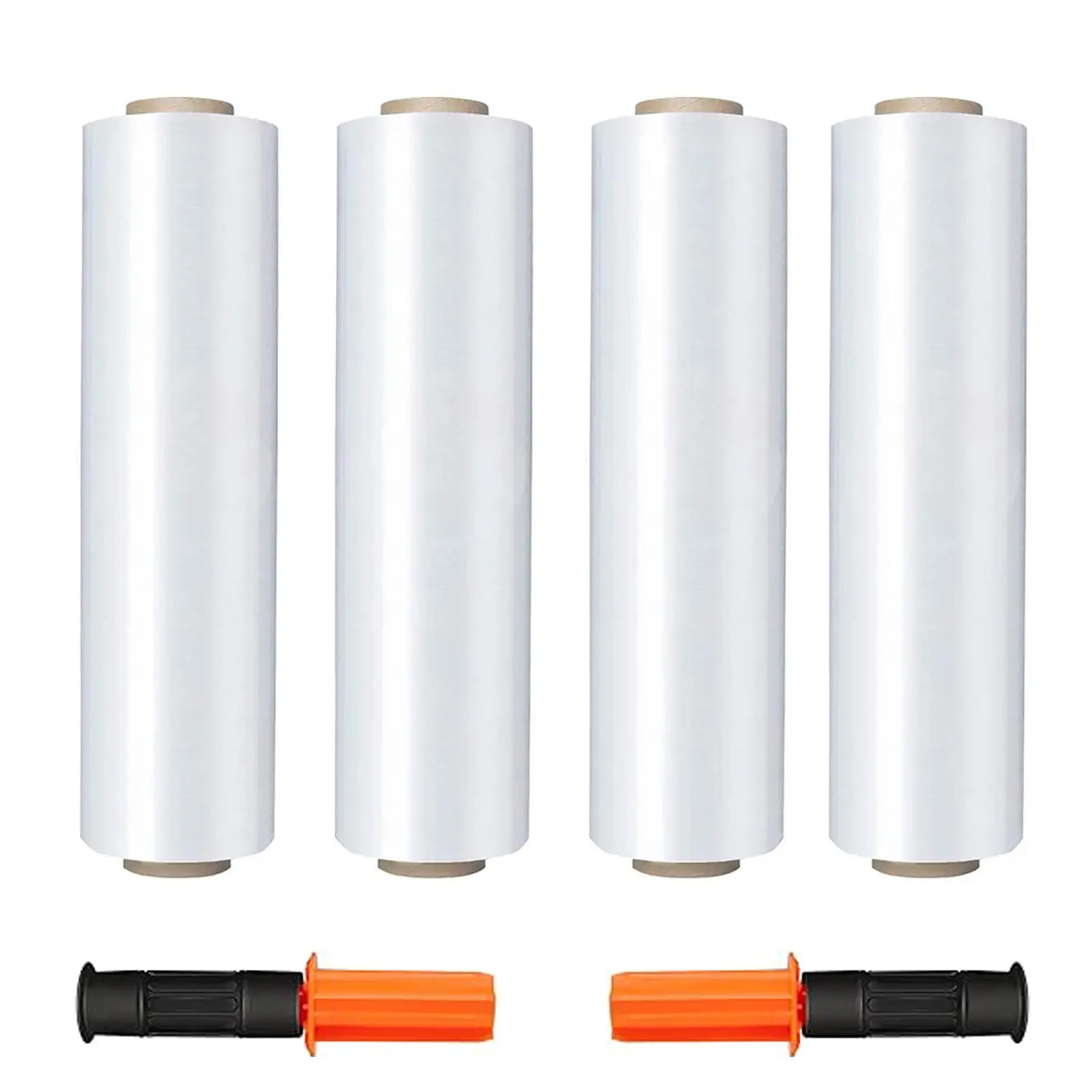 Stretch Wrap Stretch Film Roll with Handles, 15 Inch x 1000 Feet Shrink Wrap for Industrial Strength, Plastic Wrap for Pallet Wrapping Shipping Moving, 60 Gauge, 4 Pack