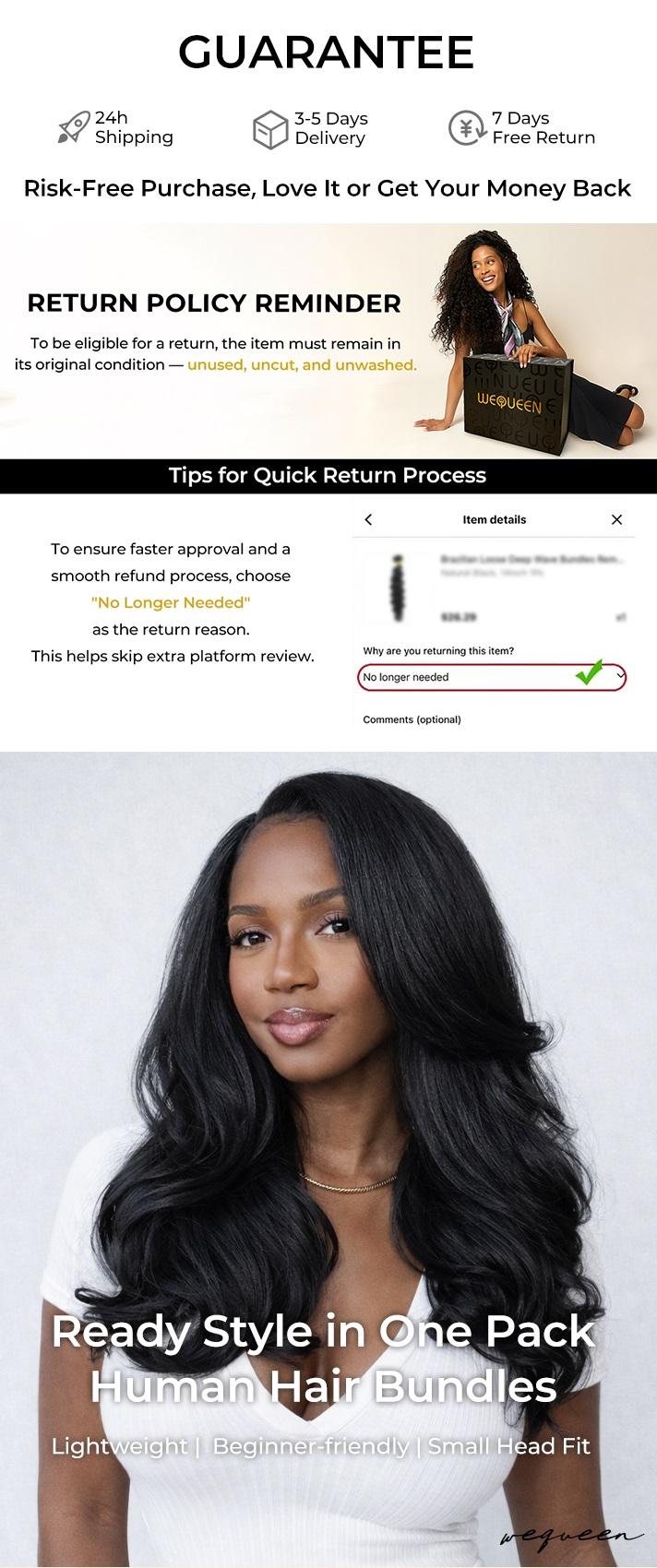 [Wequeen] Yaki Loose/ Yaki Straight/ Burmese Curly Virgin Human Hair Bundle Set One-Pack Solution Seamless Blend & Natural Flow Blow Out New Drops
