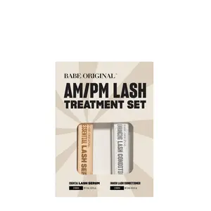 AM/PM Lash Treatment Set, Includes Essential Lash Serum & Enhancing Lash Conditioner, Babe Lash Eyelash Serum & Conditioner, Easy Application, Promotes Thicker and Longer-Looking Lashes