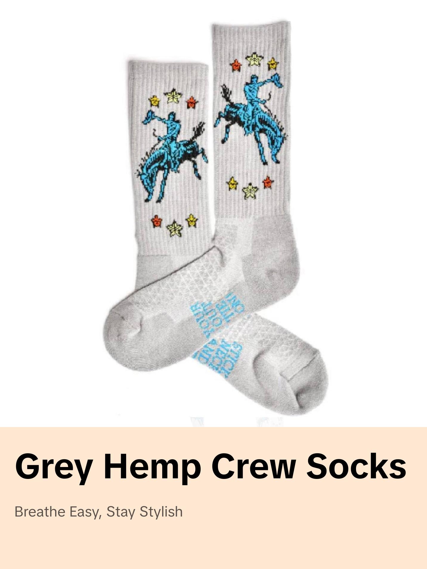 Lucky Chuck Fringe Long Live Grey Crew Socks