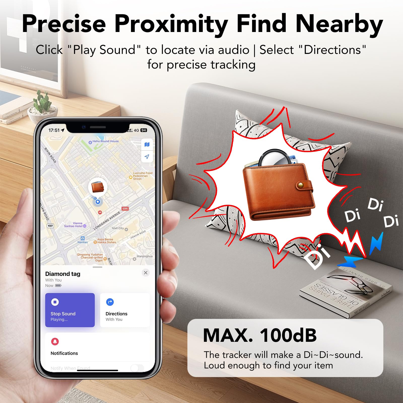 [Spring Deals] Tukio Tx03 GPS Tracker (iOS Only) for Cars & Pets -Mini Clear Design, Weatherproof Case, Anti-Lost Device, Works with Apple Find My (iOS Only), No Monthly Fees, IP67 Waterproof, Replaceable Battery Remote Bluetooth Protection
