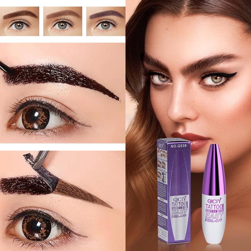Easy Peel-Off Eyebrow Gel - Waterproof & Sweatproof, Long-Lasting Black or Brown Tattoo Tint, Film Forming, Medium Coverage for All Skin Types, 10g Makeup Cosmetic