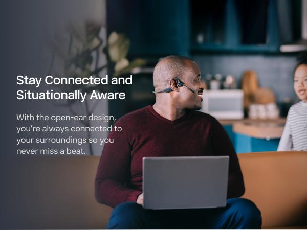 OpenComm2 UC 2025 Upgrade - Open-Ear Wireless Computer Headset with Boom Mic, Bone Conduction Bluetooth Stereo Headphones, USB-A/C Dongle Compatible with PC and Mac, Zoom Certified - C120UC